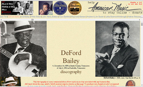 Illustrated DeFord Bailey discography
