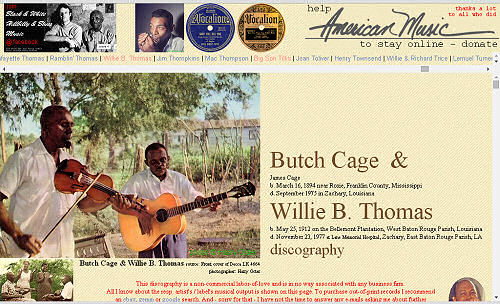 Illustrated Butch Cage & Willie B. Thomas discography
