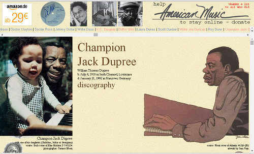Illustrated Champion Jack Dupree discography
