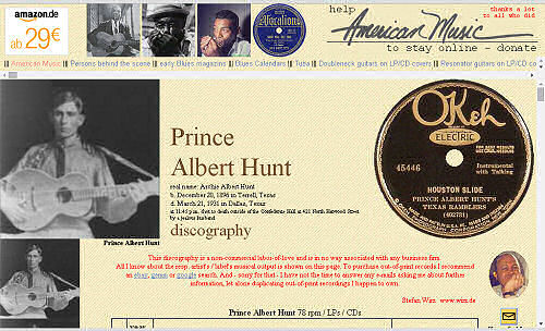 Illustrated Prince Albert Hunt discography