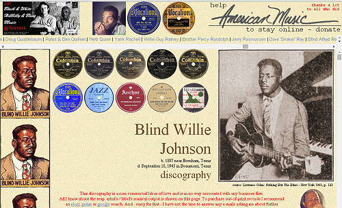 Illustrated Blind Willie Johnson discography