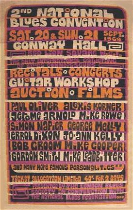 poster announcing '2nd National Blues Convention' on 20th and 21th September 1969