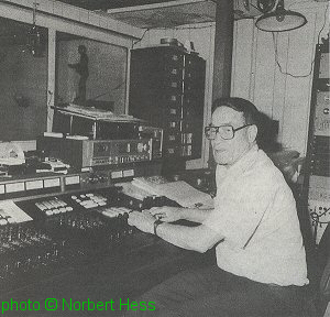 Eddie Shuler at the mixer console in his Goldband Recording Studio, Lake Charles, Louisiana, May 11, 1981; source: Blues Forum #7 (3. Quartal 1982), p. 13; photographer: Norbert Hess; click to enlarge!