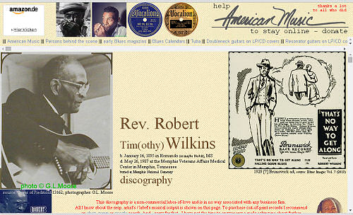 Illustrated Robert Wilkins discography