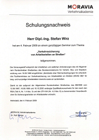 Zertifikat 'Verantwortliche f�r die Verkehrssicherheit'