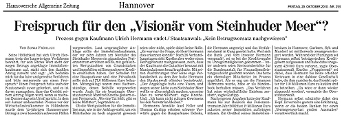 Freispruch für den 'Visionär vom Steinhuder Meer' ?