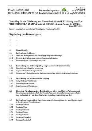 Anklicken ffnet pdf-Datei unseres Gliederungsvorschlags fr den 'neuen' Umweltbericht