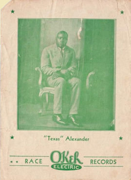 T E X A S'   A L E X A N D E R   1930 OKeh advertising flyer; source: eBay auction, offered by 'Bombastium' (Sherwin Dunner), now in the possession of John Tefteller