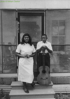 W I L L I E   B.   T H O M A S & wife Martha in front of Butch Cage's house in Zachary, Louisiana, 1960; source: William Claxton & Joachim E. Berendt 'Jazzlife - A Journey for Jazz across America in 1960'.- Köln/Cologne (Taschen) 2013, p. 62/63; photographer: William Claxton; click to enlarge!