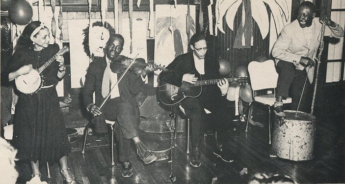 L A U R A   D U K E S, Will Batts, Milton Roby and Robert Burse playing at a private white party in Memphis, early 1950s; source: Back cover of Flyright LP 113; photographer's name not given