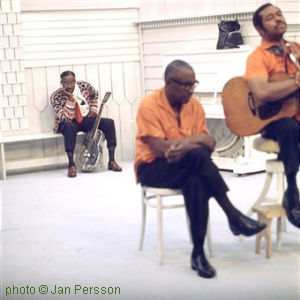 Son House, Sonny Terry & Brownie McGhee, October 11, 1967 in Copenhagen, Denmark, TV Studio; photographer: Jan Persson; click to enlarge!