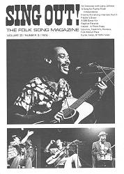 Larry Johnson on 1974 Sing Out! cover; click to enlarge!