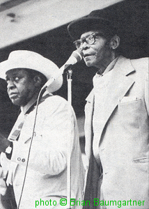 Big Smokey Smothers and F L O Y D   J O N E S at 3rd Annual Chicago Blues Festival, 6-8 June, 1986; source: Juke Blues #6 (Autumn 1986), p. 21; photographer: Brian Baumgartner