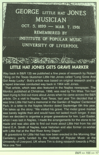L I T T L E   H A T   J O N E S   grave marker, newly erected in 2000; source: Blues & Rhythm #155 (Christmas 2000), p. 17