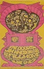 Fillmore West The Doors, Jim Kweskin Jug Band poster, 6/9 -10/1967; click to enlarge!