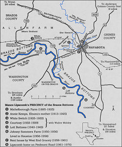 M A N C E   L I P S C O M B's precinct of the Brazos Bottoms; source: Glen Alyn 1999, p. 9