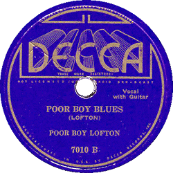 Decca 7010B label 'Poor Boy Blues'