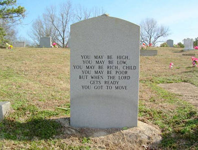 Fred McDowell's new tombstone at Hammond Hill Baptist Church cemetery (back); source: www.waltergraylewis.com/blues-trail.html