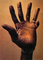 Hound Dog Taylor's left hand; click to enlarge!