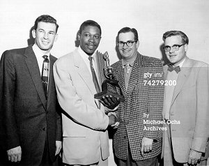 Joe Bihari, B.B. King, Hunter Hancock, unidentified man, 1964; click to enlarge!