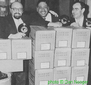 Ahmet Ertegun, Big Joe Turner & Jerry Wexler; source: Blues & Rhythm #27 (March 1987), p. 27; photographer: Dan Nooger; click to enlarge!