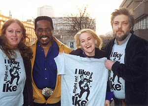 Cilla Huggins, Ike & Jeannette Turner and Mick Huggins at the London Television Studios on the South Bank, 1997; ('photo by Nigel Cawthorne, courtesy Cilla Huggins'); click to enlarge!
