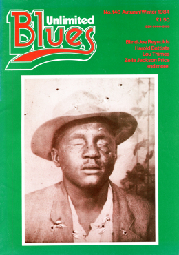 B L I N D   J O E   R E Y N O L D S, around 1930, on the front cover of Blues Unlimited 146 (Autumn/Winter 1984)
