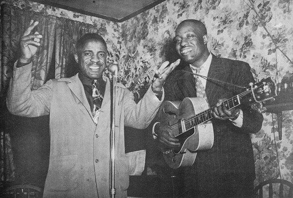 S O N N Y   B O Y   W I L L I A M S O N and Big Bill Broonzy, mid to late 1940s; source: Rhythm & Blues Panorama #28 (1964), p. 48