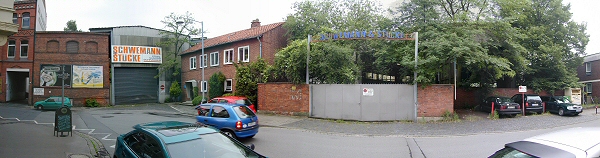 Gebäude / Werkshallen 'Schwemann + Stücke', Ansicht von der Tiestestrasse aus